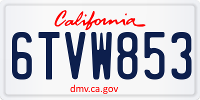 CA license plate 6TVW853