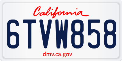 CA license plate 6TVW858