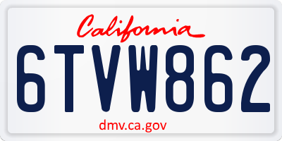 CA license plate 6TVW862