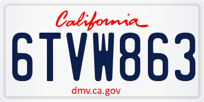 CA license plate 6TVW863