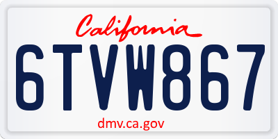 CA license plate 6TVW867