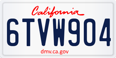 CA license plate 6TVW904