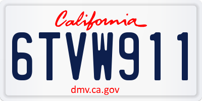 CA license plate 6TVW911