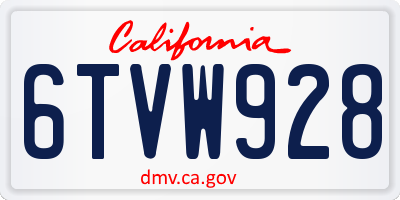 CA license plate 6TVW928