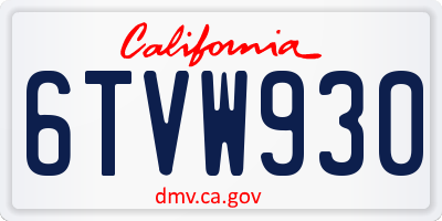 CA license plate 6TVW930