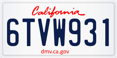CA license plate 6TVW931