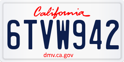 CA license plate 6TVW942