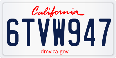 CA license plate 6TVW947