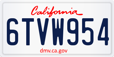 CA license plate 6TVW954