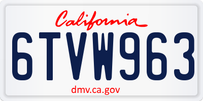 CA license plate 6TVW963