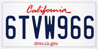 CA license plate 6TVW966