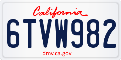 CA license plate 6TVW982