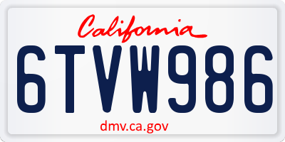 CA license plate 6TVW986