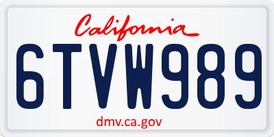 CA license plate 6TVW989
