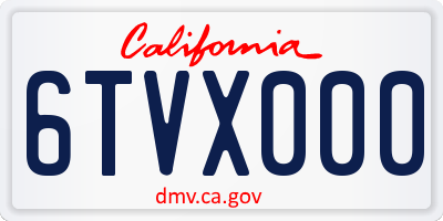 CA license plate 6TVX000