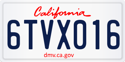 CA license plate 6TVX016