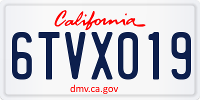 CA license plate 6TVX019
