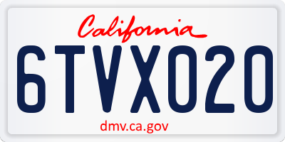CA license plate 6TVX020