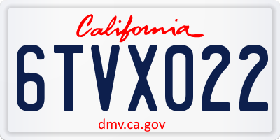 CA license plate 6TVX022