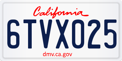 CA license plate 6TVX025
