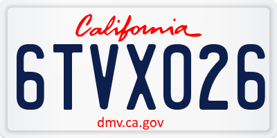 CA license plate 6TVX026
