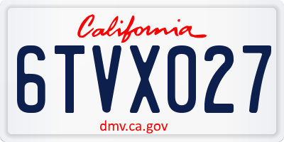 CA license plate 6TVX027