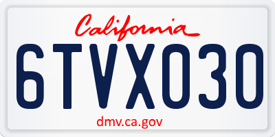 CA license plate 6TVX030