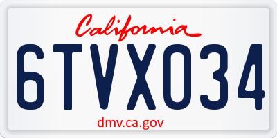 CA license plate 6TVX034