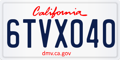 CA license plate 6TVX040