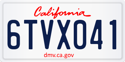 CA license plate 6TVX041