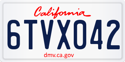 CA license plate 6TVX042