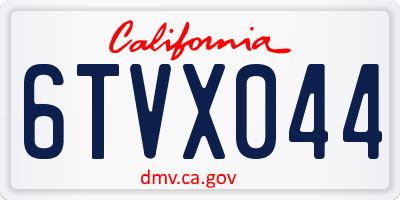 CA license plate 6TVX044