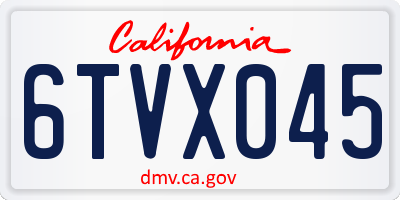 CA license plate 6TVX045