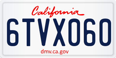 CA license plate 6TVX060
