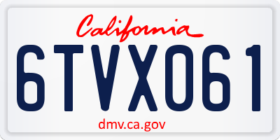 CA license plate 6TVX061