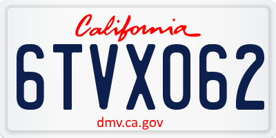 CA license plate 6TVX062