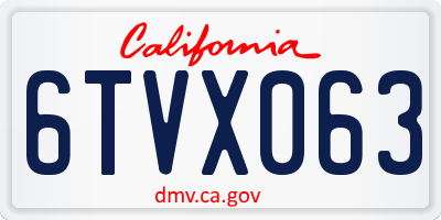 CA license plate 6TVX063