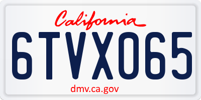 CA license plate 6TVX065