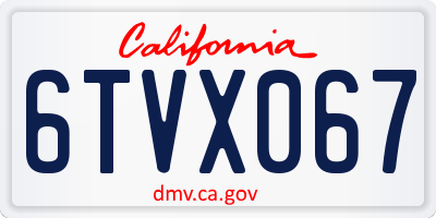 CA license plate 6TVX067