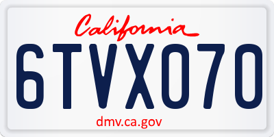 CA license plate 6TVX070