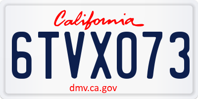 CA license plate 6TVX073
