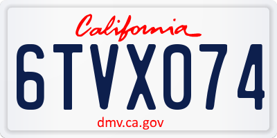 CA license plate 6TVX074