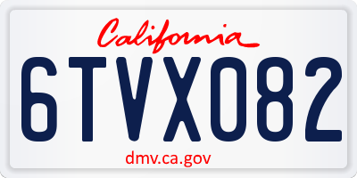 CA license plate 6TVX082