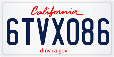 CA license plate 6TVX086