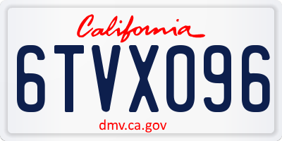 CA license plate 6TVX096