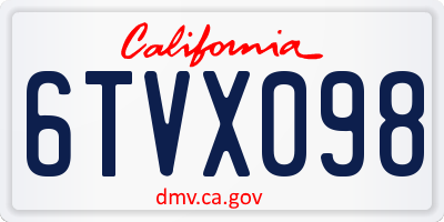 CA license plate 6TVX098