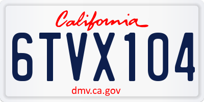 CA license plate 6TVX104