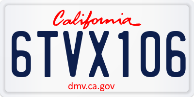 CA license plate 6TVX106