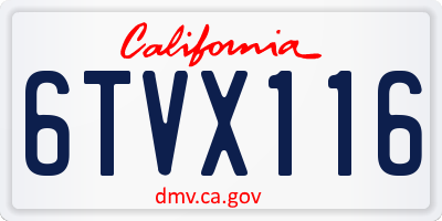 CA license plate 6TVX116
