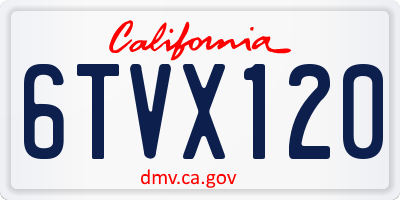 CA license plate 6TVX120